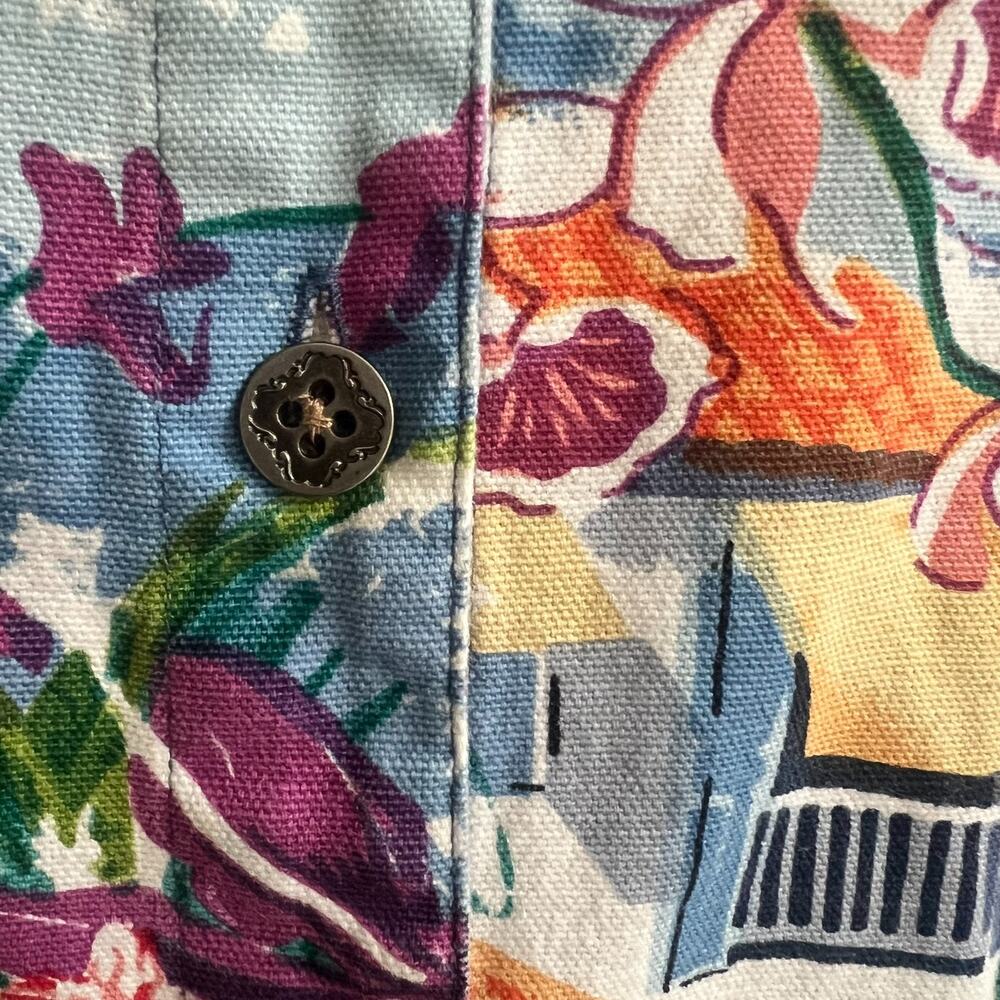 Vtg Real Comfort By Chadwick's Button Up Top Womens M Multi Floral Scenic Print - Picture 4 of 10